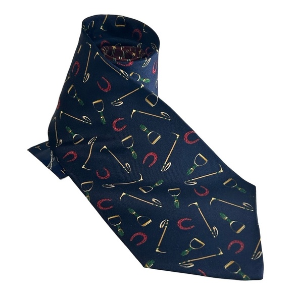 Tommy Hilfiger Neck Tie 100% Silk Equestrian Polo Printed in Italy Made USA Y2K - Picture 4 of 11
